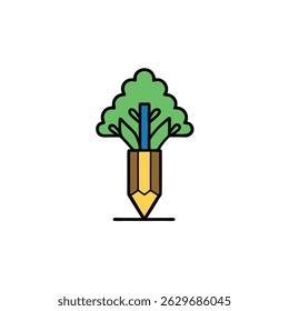 Lápis Transformando Em Logotipo De Árvore