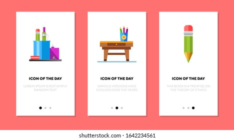 Pencil tray thin flat icon set. Office, pen, writing isolated vector sign pack. Art and painting concept. Vector illustration symbol elements for web design and apps