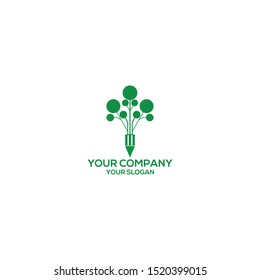 Pencil Tree Education Logo Design Vector