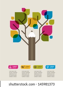 Pencil Tree, Education Theme Infographic, Data, Icons And Graphic Elements