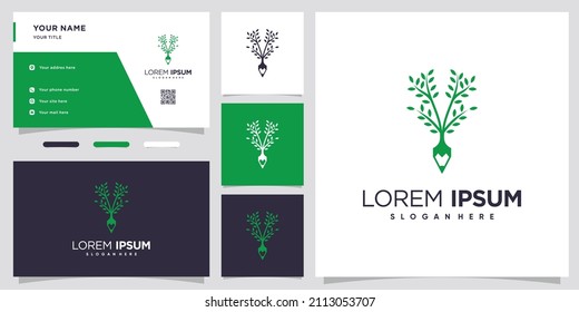 Logo-Design mit Bleistiftbaum und kreativem Konzept