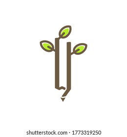 pencil tree logo educational growth illustration vector