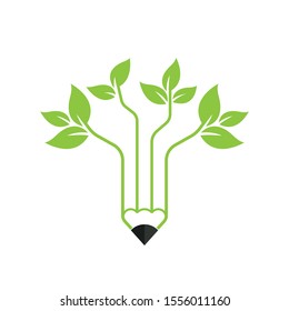 Pencil tree logo on white background