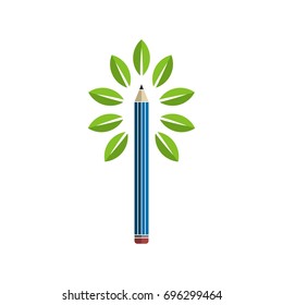 Pencil Tree Logo Template Illustration Design. Vector EPS 10.