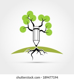 Pencil tree vector illustration on a bright background