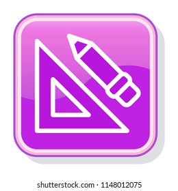 Pencil and Triangle Ruler Icon. School Stationery. Education Supplies concept. Editable stroke flat icons. Simple thin line art logo. Web app button. Vector illustration. 