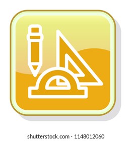 Pencil, Triangle Ruler and Protractor Icon. School Stationery. Education Supplies concept. Editable stroke flat icons. Simple thin line art logo. Web app button. Vector illustration. 