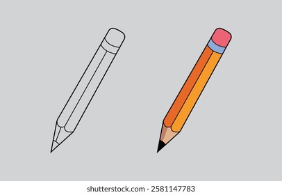 Pencil Vector Art Illustration Isolated on white background
