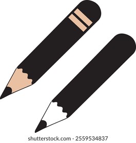 Pencil vector art, silhouette design, pencil icon on white background.