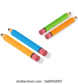 pencil vector, blue, yellow, green pencil vectors.