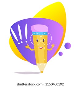 Pencil Vector. Cartoon. Isolated art on white background. Flat