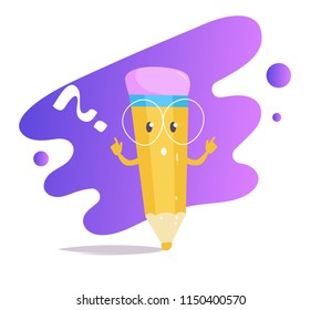 Pencil Vector. Cartoon. Isolated art on white background. Flat
