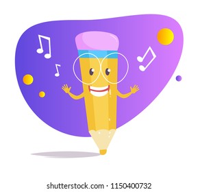 Pencil Vector. Cartoon. Isolated art on white background. Flat