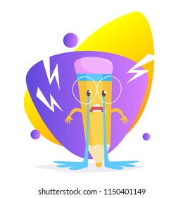 Pencil Vector. Cartoon. Isolated art on white background. Flat