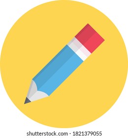 pencil vector circle  flat icon 