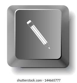 Pencil. Vector computer key.