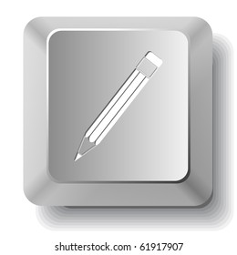 Pencil. Vector computer key.