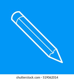 Pencil. Vector contour icon. Blue