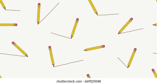 Pencil vector doodle illustration Seamless Pattern wallpaper background