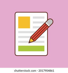 pencil vector flat color icon