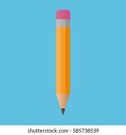 pencil vector flat icon on colored background
