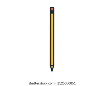 Pencil vector in flat style, web icon isolated on white background, top view
