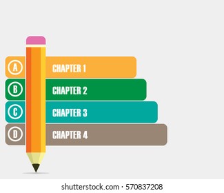 pencil vector have a chapter menu one to four list