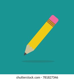 pencil vector icon for art education architecture and business flat icon with shadow