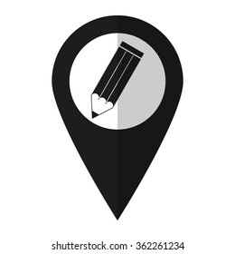 pencil - vector icon;  black map pointer