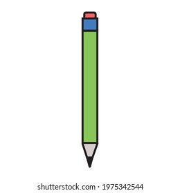 Pencil - vector icon in black on a white background.pencil for drawing, office stationery color isolated vector in flat style
