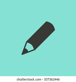 Pencil  - vector icon in black on a green background.