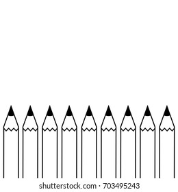 Pencil - vector icon in black with shadow on isolated white background. Copy space for text. illustration EPS10