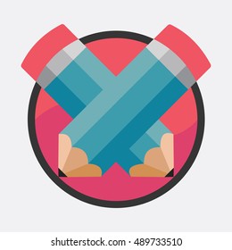 Pencil . Vector Pencil Icon. Blue Pencil Icon. Vector illustration. Simple icon of cartoon pencils. Flat design. Beautiful Pencils. Business Icon.