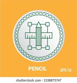 pencil vector icon, circle flat design internet button, web and mobile app illustration