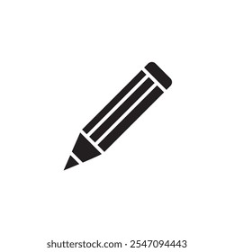 Icono del Vector del lápiz, ilustración simple negra plana del Vector para el Web y el App..eps