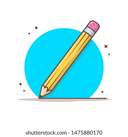 Pencil Vector Icon Illustration. Write. Back to School. Education. Graduation. Sketch. Drawing. Student. Flat Cartoon Style Suitable for Web Landing Page, Banner, Flyer, Sticker, Wallpaper, Background