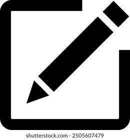 Pencil vector icon inside a square vector icon