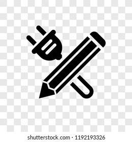 Pencil vector icon isolated on transparent background, Pencil transparency logo concept