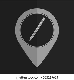 Pencil vector icon - map pointer. Flat design