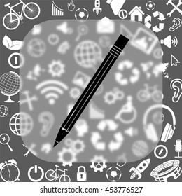 pencil vector icon - matte glass button on background consisting of different icons