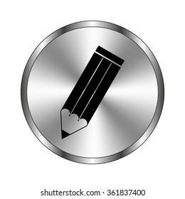 pencil - vector icon;  metal button