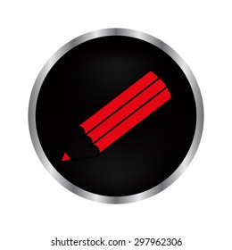 pencil - vector icon on a black button