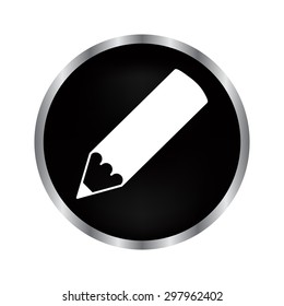 pencil - vector icon on a black button