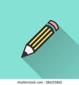 Pencil - vector icon on a green background.