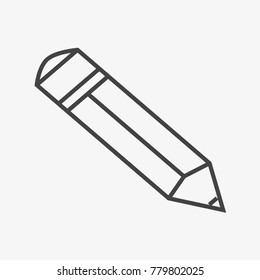 Pencil vector icon on light grey background