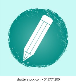 pencil vector icon on round button