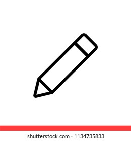 Pencil vector icon, pen symbol. Simple, flat design for web or mobile app