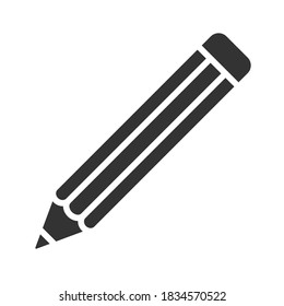 Bleistift-Vektorsymbol. Stiftsymbol. Zeichen schreiben, zeichnen oder skizzieren. Crayon Logo. Silhouette einzeln auf weißem Hintergrund.