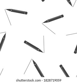  Pencil vector icon seamless pattern on a white background.