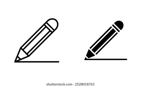 Pencil vector icon set in black and white color.